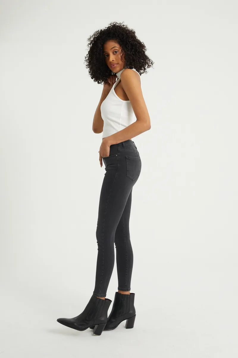 Füme Yüksek Bel Skinny Jeans Kott Pantolon