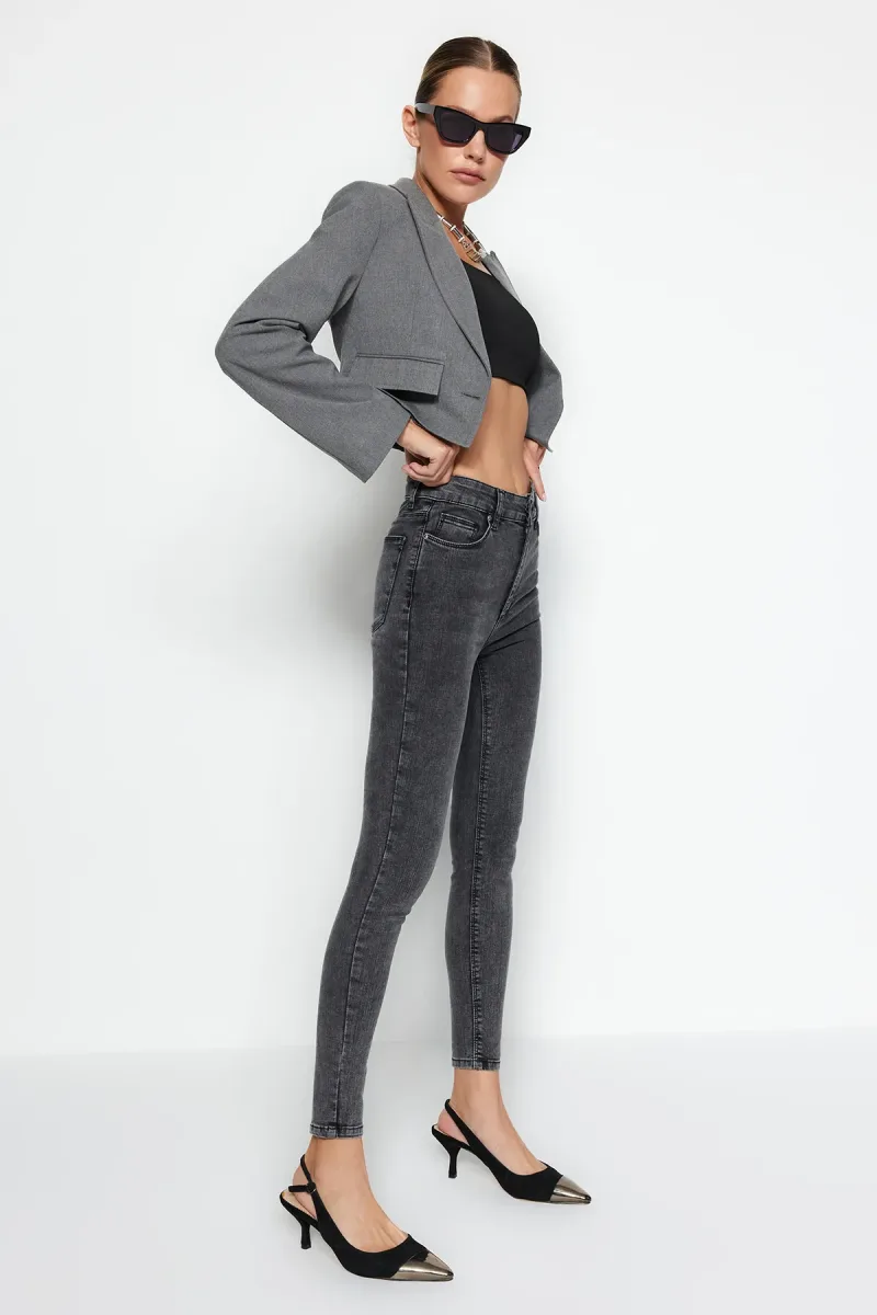 Füme Dar Paça Likralı Toparlayıcı Kot Pantolon Slim Fit Skinny Jean
